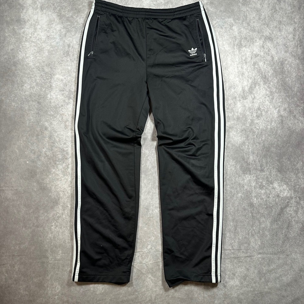 Adidas Originals Mens S Black White Track Pants Trefoil Zip Pockets Athleisure